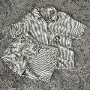 Uniqlo Disney Striped Pajama Set with Embroidery